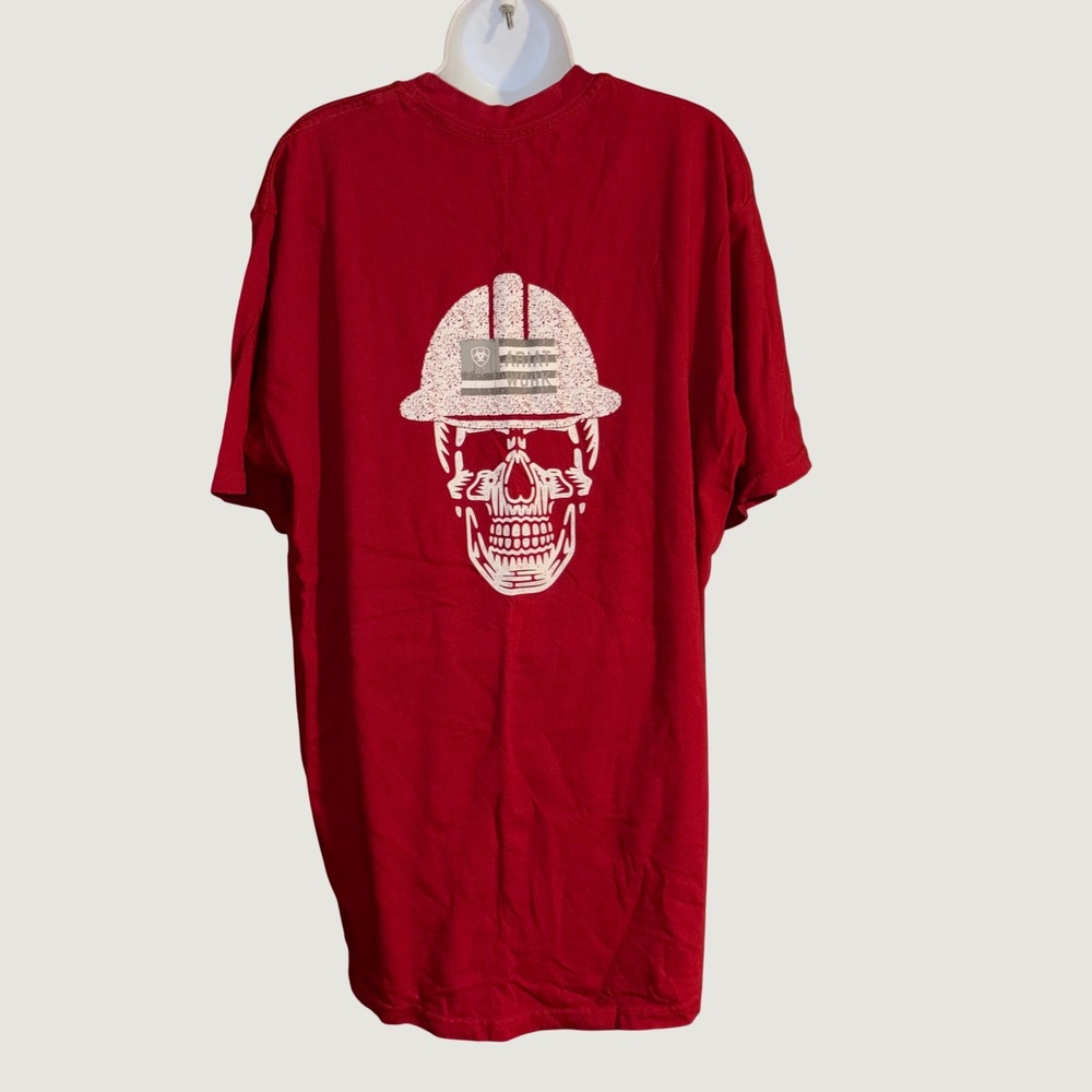 Ariat Rebar Work Mens Red Skull Hard Hat Graphic T-Shirt 10030302 Large Oversize
